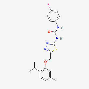 molecular formula C20H21FN4O2S B6114615 N-(4-fluorophenyl)-N'-{5-[(2-isopropyl-5-methylphenoxy)methyl]-1,3,4-thiadiazol-2-yl}urea 
