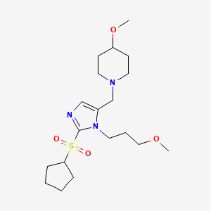 molecular formula C19H33N3O4S B6114617 1-{[2-(cyclopentylsulfonyl)-1-(3-methoxypropyl)-1H-imidazol-5-yl]methyl}-4-methoxypiperidine 