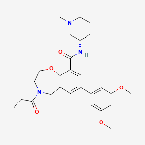 molecular formula C27H35N3O5 B611462 7-(3,5-二甲氧苯基)-N-[(3s)-1-甲基哌啶-3-基]-4-丙酰-2,3,4,5-四氢-1,4-苯并恶杂卓-9-甲酰胺 CAS No. 2018300-62-2