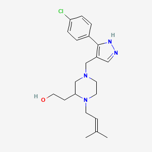 molecular formula C21H29ClN4O B6114640 2-[4-{[3-(4-chlorophenyl)-1H-pyrazol-4-yl]methyl}-1-(3-methyl-2-buten-1-yl)-2-piperazinyl]ethanol 