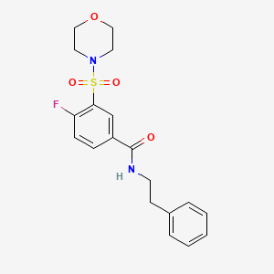 molecular formula C19H21FN2O4S B6114677 4-fluoro-3-(4-morpholinylsulfonyl)-N-(2-phenylethyl)benzamide 
