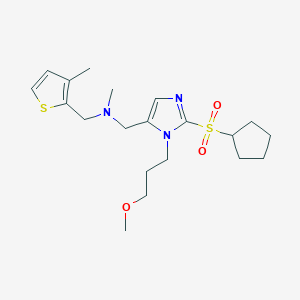molecular formula C20H31N3O3S2 B6114681 1-[2-(cyclopentylsulfonyl)-1-(3-methoxypropyl)-1H-imidazol-5-yl]-N-methyl-N-[(3-methyl-2-thienyl)methyl]methanamine 