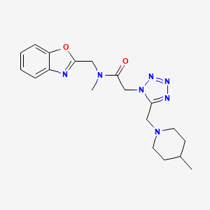 molecular formula C19H25N7O2 B6114695 N-(1,3-benzoxazol-2-ylmethyl)-N-methyl-2-{5-[(4-methyl-1-piperidinyl)methyl]-1H-tetrazol-1-yl}acetamide 