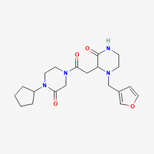 1-cyclopentyl-4-{[1-(3-furylmethyl)-3-oxo-2-piperazinyl]acetyl}-2-piperazinone