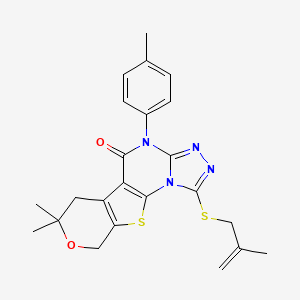 molecular formula C23H24N4O2S2 B6114708 7,7-dimethyl-4-(4-methylphenyl)-1-[(2-methyl-2-propen-1-yl)thio]-6,9-dihydro-7H-pyrano[4',3':4,5]thieno[3,2-e][1,2,4]triazolo[4,3-a]pyrimidin-5(4H)-one CAS No. 312625-69-7