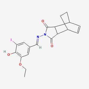 4-[(3-ethoxy-4-hydroxy-5-iodobenzylidene)amino]-4-azatricyclo[5.2.2.0~2,6~]undec-8-ene-3,5-dione