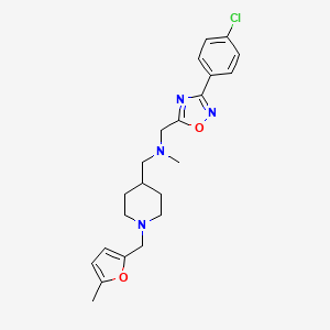 molecular formula C22H27ClN4O2 B6114829 1-[3-(4-chlorophenyl)-1,2,4-oxadiazol-5-yl]-N-methyl-N-({1-[(5-methyl-2-furyl)methyl]-4-piperidinyl}methyl)methanamine 