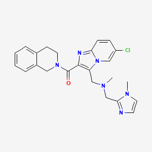 molecular formula C24H25ClN6O B6114833 1-[6-chloro-2-(3,4-dihydro-2(1H)-isoquinolinylcarbonyl)imidazo[1,2-a]pyridin-3-yl]-N-methyl-N-[(1-methyl-1H-imidazol-2-yl)methyl]methanamine 