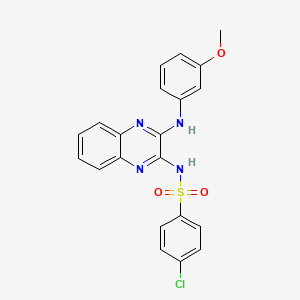 molecular formula C21H17ClN4O3S B6114854 4-chloro-N-{3-[(3-methoxyphenyl)amino]-2-quinoxalinyl}benzenesulfonamide 