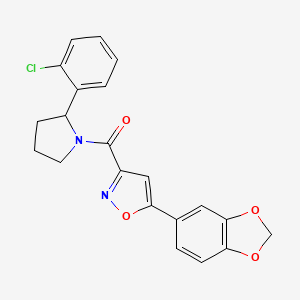 molecular formula C21H17ClN2O4 B6114878 5-(1,3-benzodioxol-5-yl)-3-{[2-(2-chlorophenyl)-1-pyrrolidinyl]carbonyl}isoxazole 