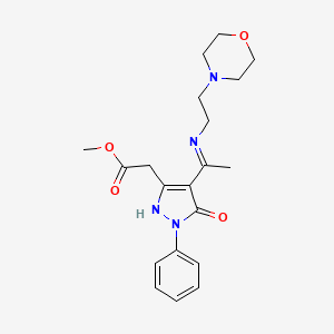 molecular formula C20H26N4O4 B6114998 methyl (4-{1-[(2-morpholin-4-ylethyl)amino]ethylidene}-5-oxo-1-phenyl-4,5-dihydro-1H-pyrazol-3-yl)acetate 