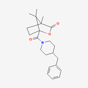 molecular formula C22H29NO3 B6115005 1-[(4-benzyl-1-piperidinyl)carbonyl]-4,7,7-trimethyl-2-oxabicyclo[2.2.1]heptan-3-one 