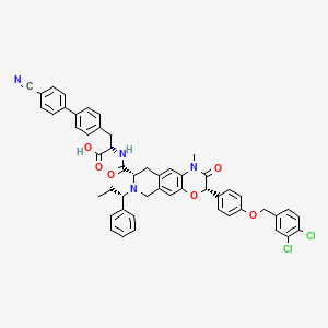 molecular formula C51H44Cl2N4O6 B611501 (2S)-3-[4-(4-cyanophenyl)phenyl]-2-[[(3S,8S)-3-[4-[(3,4-dichlorophenyl)methoxy]phenyl]-1-methyl-2-oxo-7-[(1S)-1-phenylpropyl]-8,9-dihydro-6H-pyrido[4,3-g][1,4]benzoxazine-8-carbonyl]amino]propanoic acid CAS No. 1187061-63-7