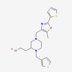 molecular formula C20H25N3O2S2 B6115016 2-[4-{[5-methyl-2-(2-thienyl)-1,3-oxazol-4-yl]methyl}-1-(3-thienylmethyl)-2-piperazinyl]ethanol 