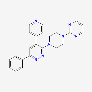 molecular formula C23H21N7 B611502 6-苯基-4-吡啶-4-基-3-(4-嘧啶-2-基哌嗪-1-基)哒嗪 CAS No. 886208-76-0