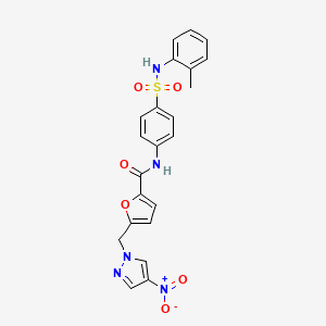 molecular formula C22H19N5O6S B6115021 N-(4-{[(2-methylphenyl)amino]sulfonyl}phenyl)-5-[(4-nitro-1H-pyrazol-1-yl)methyl]-2-furamide 