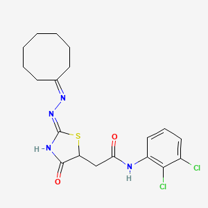 molecular formula C19H22Cl2N4O2S B6115029 2-[2-(cyclooctylidenehydrazono)-4-hydroxy-2,5-dihydro-1,3-thiazol-5-yl]-N-(2,3-dichlorophenyl)acetamide 