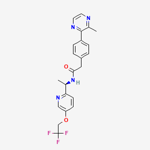 molecular formula C22H21F3N4O2 B611504 2-[4-(3-methylpyrazin-2-yl)phenyl]-N-[(1R)-1-[5-(2,2,2-trifluoroethoxy)pyridin-2-yl]ethyl]acetamide CAS No. 1146395-46-1