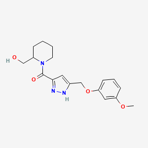 molecular formula C18H23N3O4 B6115040 [1-({5-[(3-methoxyphenoxy)methyl]-1H-pyrazol-3-yl}carbonyl)-2-piperidinyl]methanol 