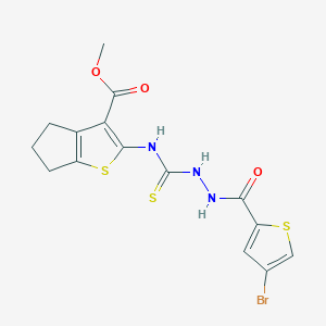 molecular formula C15H14BrN3O3S3 B6115041 methyl 2-[({2-[(4-bromo-2-thienyl)carbonyl]hydrazino}carbonothioyl)amino]-5,6-dihydro-4H-cyclopenta[b]thiophene-3-carboxylate 