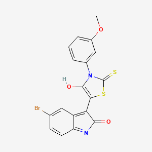 molecular formula C18H11BrN2O3S2 B6115054 5-bromo-3-[3-(3-methoxyphenyl)-4-oxo-2-thioxo-1,3-thiazolidin-5-ylidene]-1,3-dihydro-2H-indol-2-one 