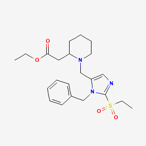 molecular formula C22H31N3O4S B6115058 ethyl (1-{[1-benzyl-2-(ethylsulfonyl)-1H-imidazol-5-yl]methyl}-2-piperidinyl)acetate 