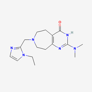 molecular formula C16H24N6O B6115061 2-(dimethylamino)-7-[(1-ethyl-1H-imidazol-2-yl)methyl]-3,5,6,7,8,9-hexahydro-4H-pyrimido[4,5-d]azepin-4-one 