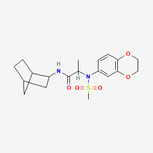 molecular formula C19H26N2O5S B6115070 N~1~-bicyclo[2.2.1]hept-2-yl-N~2~-(2,3-dihydro-1,4-benzodioxin-6-yl)-N~2~-(methylsulfonyl)alaninamide 