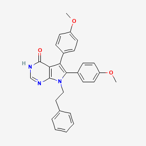 molecular formula C28H25N3O3 B6115087 5,6-bis(4-methoxyphenyl)-7-(2-phenylethyl)-7H-pyrrolo[2,3-d]pyrimidin-4-ol 