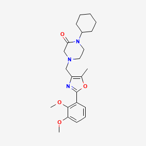 molecular formula C23H31N3O4 B6115130 1-cyclohexyl-4-{[2-(2,3-dimethoxyphenyl)-5-methyl-1,3-oxazol-4-yl]methyl}-2-piperazinone 
