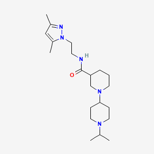 molecular formula C21H37N5O B6115143 N-[2-(3,5-dimethyl-1H-pyrazol-1-yl)ethyl]-1'-isopropyl-1,4'-bipiperidine-3-carboxamide 