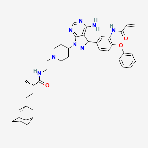 molecular formula C42H52N8O3 B611517 (2S)-4-(1-金刚烷基)-N-[2-[4-[4-氨基-3-[4-苯氧基-3-(丙-2-烯酰氨基)苯基]吡唑并[3,4-d]嘧啶-1-基]哌啶-1-基]乙基]-2-甲基丁酰胺 CAS No. 1603845-42-6