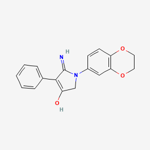 molecular formula C18H16N2O3 B6115177 5-amino-1-(2,3-dihydro-1,4-benzodioxin-6-yl)-4-phenyl-1,2-dihydro-3H-pyrrol-3-one 
