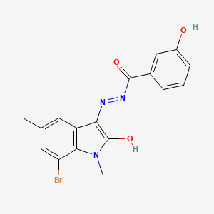 molecular formula C17H14BrN3O3 B6115192 N'-(7-bromo-1,5-dimethyl-2-oxo-1,2-dihydro-3H-indol-3-ylidene)-3-hydroxybenzohydrazide 