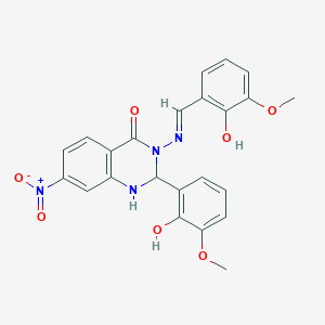 3-[(2-hydroxy-3-methoxybenzylidene)amino]-2-(2-hydroxy-3-methoxyphenyl)-7-nitro-2,3-dihydroquinazolin-4(1H)-one