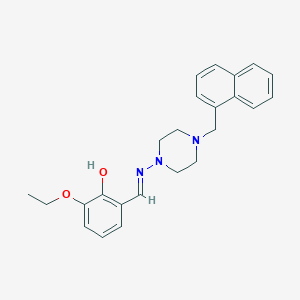 molecular formula C24H27N3O2 B6115244 2-ethoxy-6-({[4-(1-naphthylmethyl)-1-piperazinyl]imino}methyl)phenol 