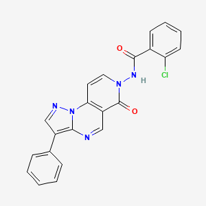 molecular formula C22H14ClN5O2 B6115268 2-chloro-N-(6-oxo-3-phenylpyrazolo[1,5-a]pyrido[3,4-e]pyrimidin-7(6H)-yl)benzamide 