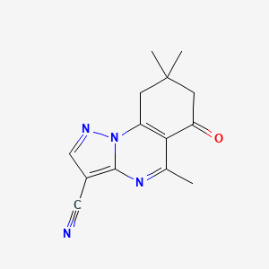 molecular formula C14H14N4O B6115276 5,8,8-trimethyl-6-oxo-6,7,8,9-tetrahydropyrazolo[1,5-a]quinazoline-3-carbonitrile 