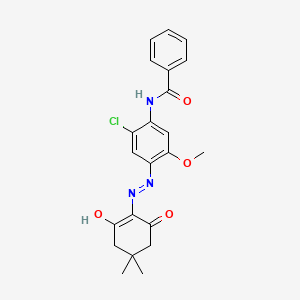 molecular formula C22H22ClN3O4 B6115312 N-{2-chloro-4-[2-(4,4-dimethyl-2,6-dioxocyclohexylidene)hydrazino]-5-methoxyphenyl}benzamide 