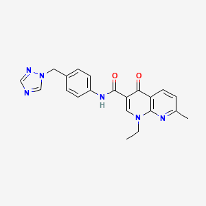 molecular formula C21H20N6O2 B6115318 1-ethyl-7-methyl-4-oxo-N-[4-(1H-1,2,4-triazol-1-ylmethyl)phenyl]-1,4-dihydro-1,8-naphthyridine-3-carboxamide 