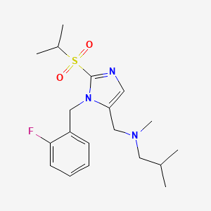 molecular formula C19H28FN3O2S B6115354 N-{[1-(2-fluorobenzyl)-2-(isopropylsulfonyl)-1H-imidazol-5-yl]methyl}-N,2-dimethyl-1-propanamine 