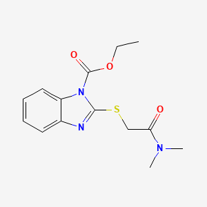 molecular formula C14H17N3O3S B6115355 ethyl 2-{[2-(dimethylamino)-2-oxoethyl]thio}-1H-benzimidazole-1-carboxylate 