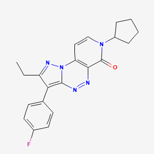 molecular formula C21H20FN5O B6115363 7-cyclopentyl-2-ethyl-3-(4-fluorophenyl)pyrazolo[5,1-c]pyrido[4,3-e][1,2,4]triazin-6(7H)-one 