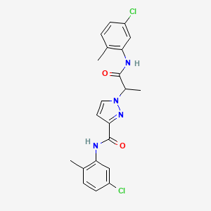 molecular formula C21H20Cl2N4O2 B6115369 N-(5-chloro-2-methylphenyl)-1-{2-[(5-chloro-2-methylphenyl)amino]-1-methyl-2-oxoethyl}-1H-pyrazole-3-carboxamide 