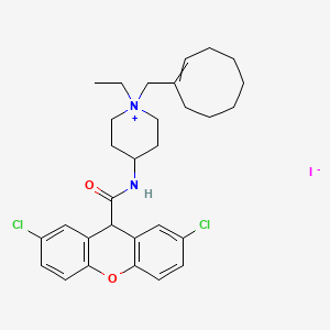 B611540 1-[(Cyclooct-1-en-1-yl)methyl]-4-[(2,7-dichloro-9H-xanthene-9-carbonyl)amino]-1-ethylpiperidin-1-ium iodide CAS No. 301648-08-8