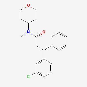 molecular formula C21H24ClNO2 B6115436 3-(3-chlorophenyl)-N-methyl-3-phenyl-N-(tetrahydro-2H-pyran-4-yl)propanamide 