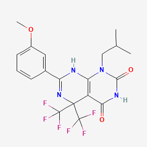 molecular formula C19H18F6N4O3 B6115440 1-isobutyl-7-(3-methoxyphenyl)-5,5-bis(trifluoromethyl)-5,8-dihydropyrimido[4,5-d]pyrimidine-2,4(1H,3H)-dione 
