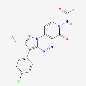 molecular formula C18H15ClN6O2 B6115446 N-[3-(4-chlorophenyl)-2-ethyl-6-oxopyrazolo[5,1-c]pyrido[4,3-e][1,2,4]triazin-7(6H)-yl]acetamide CAS No. 1210338-67-2