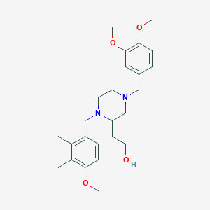 molecular formula C25H36N2O4 B6115485 2-[4-(3,4-dimethoxybenzyl)-1-(4-methoxy-2,3-dimethylbenzyl)-2-piperazinyl]ethanol 