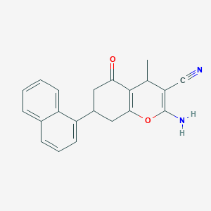 molecular formula C21H18N2O2 B611550 2-amino-4-methyl-7-naphthalen-1-yl-5-oxo-4,6,7,8-tetrahydrochromene-3-carbonitrile CAS No. 1229591-56-3